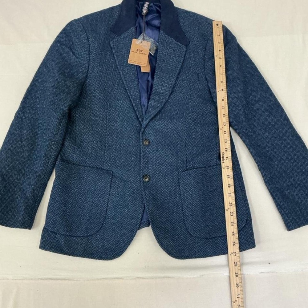 Blue herringbone blazer jacket - Picture 4 of 5